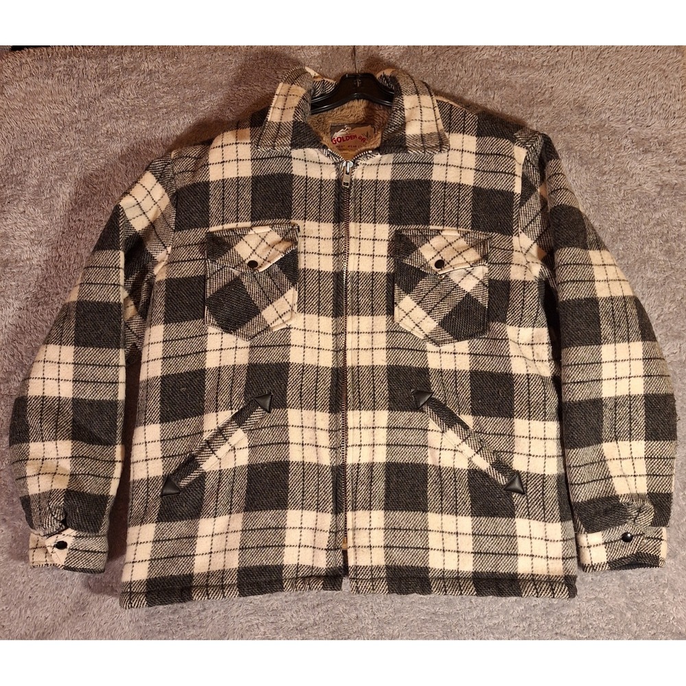Vintage GOLDEN BAY Sportswear Mens XL Plaid Sherpa Lined Bomber Jacket Canada